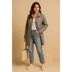 Old Navy Gray Wool Blend Coat XS – Textured Button-Front City Street Jacket